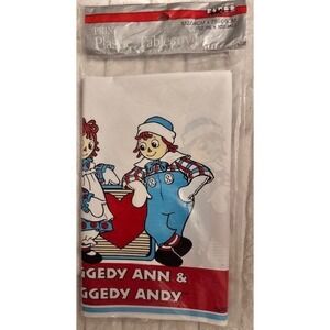 Vintage 1988 Raggedy Ann & Andy Plastic Tablecloth NOS Sealed 52x102